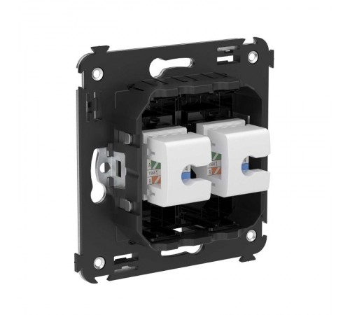 Компьютерная розетка RJ-45 без шторки в стену, кат.5е двойная, "Avanti", "Черный квадрат"  4402664  DKC