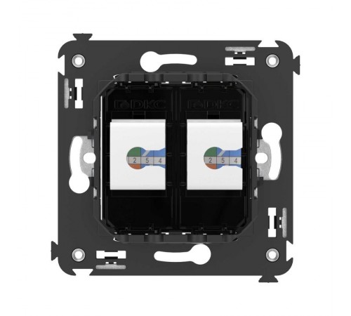 Компьютерная розетка RJ-45 без шторки в стену, кат.5е двойная, "Avanti", "Черный квадрат"  4402664  DKC