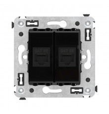 Компьютерная розетка RJ-45 без шторки в стену, кат.5е двойная, "Avanti", "Черный квадрат"  4402664  DKC