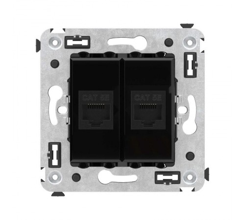 Компьютерная розетка RJ-45 без шторки в стену, кат.5е двойная, "Avanti", "Черный квадрат"  4402664  DKC