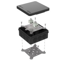 Коробка огнестойкая для о/п двухкомпонентная 60-0303-9005-FR2.5-4 Е15-Е120 100х100х40 IP66  4p, 2.5 мм.кв. черная 60-0303-9005-FR2.5-4  Промрукав