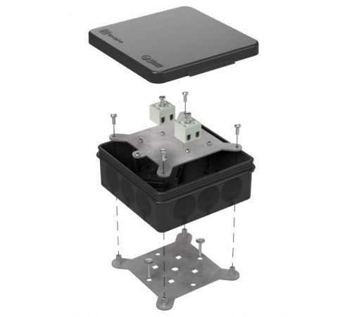 Коробка огнестойкая для о/п двухкомпонентная 60-0303-9005-FR2.5-4 Е15-Е120 100х100х40 IP66  4p, 2.5 мм.кв. черная 60-0303-9005-FR2.5-4  Промрукав