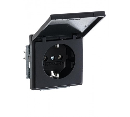 Розетка SCHUKO 16А 250В с крышкой, серия solo/future, цвет чёрный бархат  2018-0-1495   2CKA002018A1495  ABB