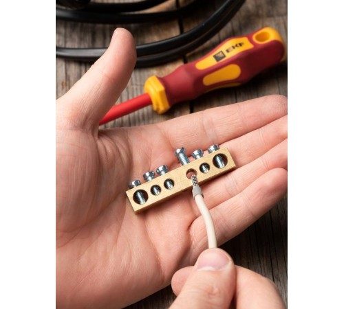 Шина PEN "ноль-земля" (8х12мм) 6 отверстий латунь крепеж по центру EKF PROxima  sn0-125-6-c  EKF