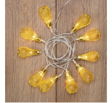 Гирлянда светодиодная Восточные фонарики 10 LED ЖЕЛТЫЕ 1,5 метра, прозрачный ПВХ, питание 2xАА  303-071  NEON-NIGHT