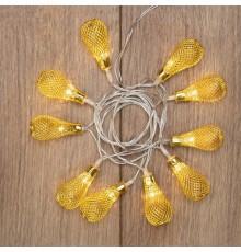 Гирлянда светодиодная Восточные фонарики 10 LED ЖЕЛТЫЕ 1,5 метра, прозрачный ПВХ, питание 2xАА  303-071  NEON-NIGHT