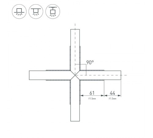 Крестовина PLS-LOCK-H25-Х90 BLACK (с экраном MAT-L) (arlight, Металл)  031269  Arlight
