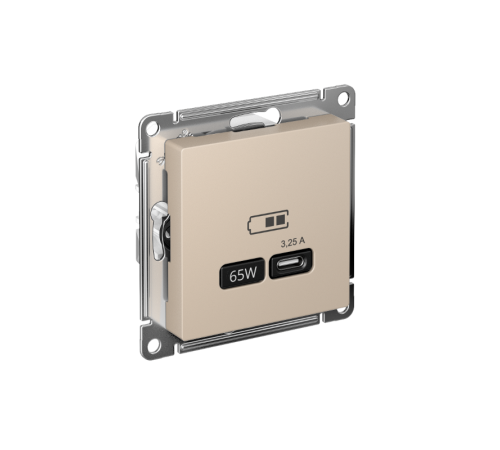 AtlasDesign Песочный USB Розетка тип-C 65Вт высокоскоростной заряд QC,PD, механизм  ATN001227  SE