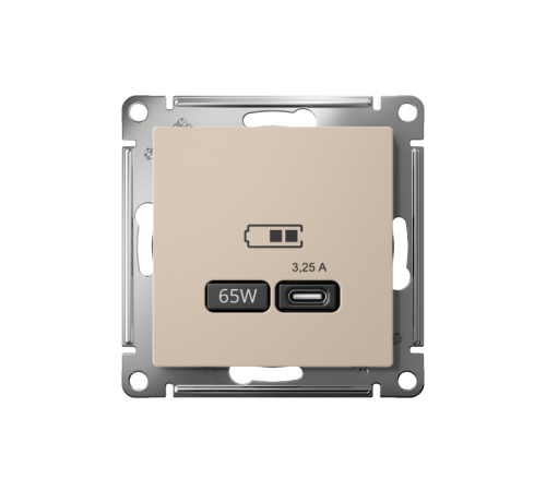 AtlasDesign Песочный USB Розетка тип-C 65Вт высокоскоростной заряд QC,PD, механизм  ATN001227  SE