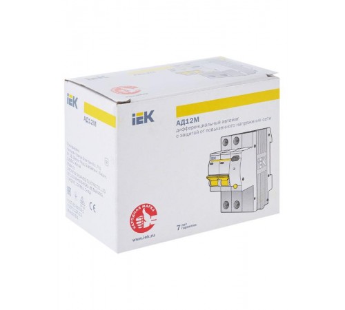 Выключатель автоматический дифференциального тока АД12М 2п 16А B 30мА тип A (3 мод)  MAD12-2-016-B-030  IEK