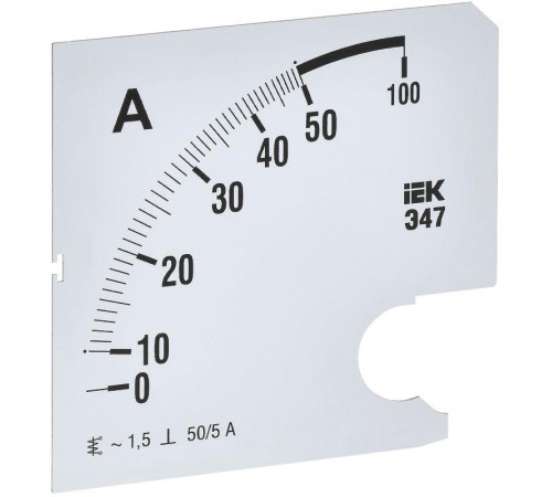 Шкала смен. для амперметра Э47 50/5А-1,5 96х96мм  IPA20D-SC-0050  IEK