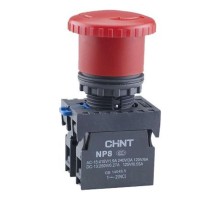 Кнопка управления "Грибок" 40мм с фиксацией NP8-11ZS/1 красная 1НО+1НЗ IP65 (R)  667129  CHINT