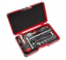 Набор бит SL/PH/Tx/HEX и головок с трещоткой ERGONIC и рукояткой SMART в кейсе, 29 шт  06081506  Felo