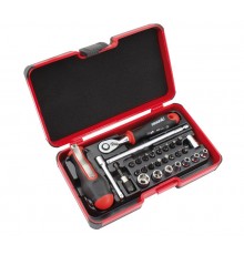 Набор бит SL/PH/Tx/HEX и головок с трещоткой ERGONIC и рукояткой SMART в кейсе, 29 шт  06081506  Felo