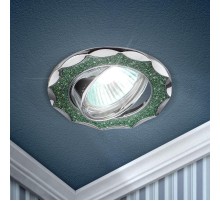 Светильник точечный встраиваемый под лампу DK17 50Вт MR16 хром/зеленый  C0043754  ЭРА