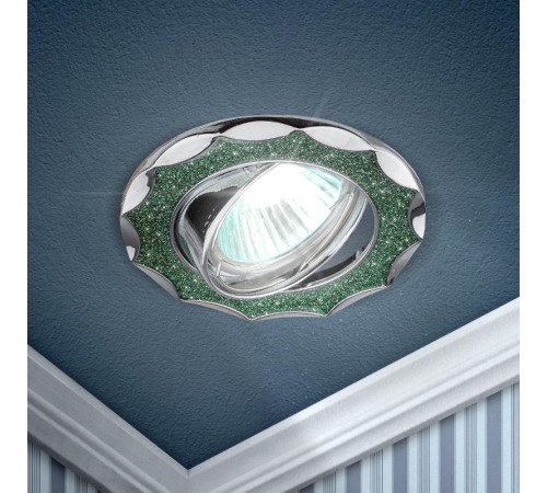 Светильник точечный встраиваемый под лампу DK17 50Вт MR16 хром/зеленый  C0043754  ЭРА