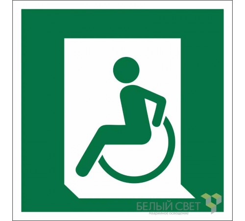 Знак безопасности BL-2020B.E60-01"Выход для МГН здесь (левосторонний)"  a21291  Белый свет