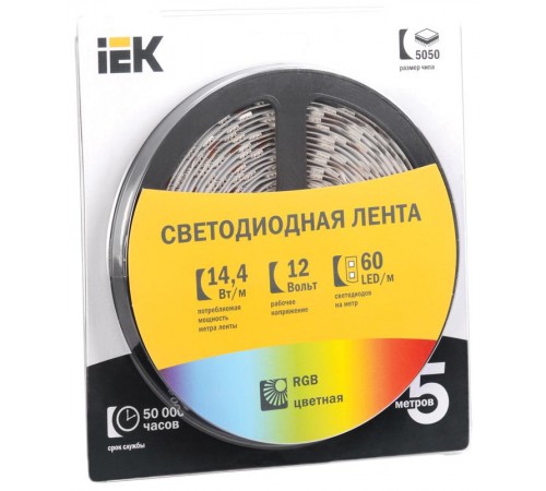Лента светодиодная LSR-5050RGB60 14,4Вт 12В RGB IP20 5м  LSR2-3-060-20-1-05  IEK
