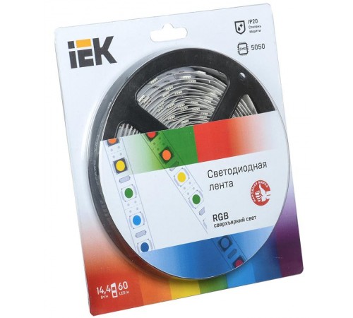 Лента светодиодная LSR-5050RGB60 14,4Вт 12В RGB IP20 5м  LSR2-3-060-20-1-05  IEK