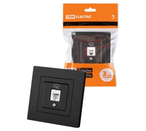 Розетка телефонная RJ11 черная "Сенеж"  SQ1816-0321  TDM