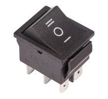 Выключатель клавишный 250V 15А (6с) ON-OFF-ON черный с нейтралью  36-2370  REXANT