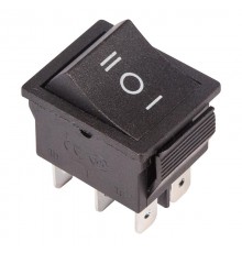 Выключатель клавишный 250V 15А (6с) ON-OFF-ON черный с нейтралью  36-2370  REXANT