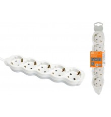 Удлинитель бытовой "Люкс" УЛ05 5 гнезд, 5м, с/з, с з/ш, ПВС 3х1мм2 16А/250В бело-серый  SQ1303-0240  TDM