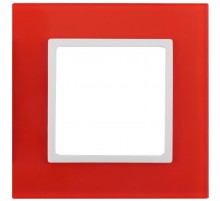14-5101-23 Рамка на 1 пост, стекло, Эра Elegance, красный+бел  Б0034478  ЭРА