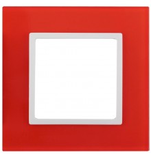 14-5101-23 Рамка на 1 пост, стекло, Эра Elegance, красный+бел  Б0034478  ЭРА