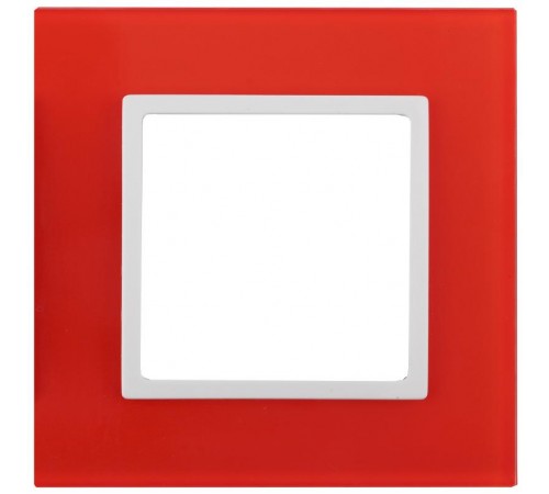 14-5101-23 Рамка на 1 пост, стекло, Эра Elegance, красный+бел  Б0034478  ЭРА