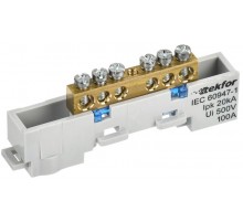 TEKFOR Шина N "ноль" неизолированная на универсальном держателе 6х9-6-С  TF-NN10-06-DL-K07  IEK