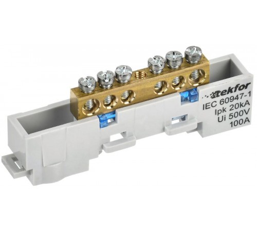 TEKFOR Шина N "ноль" неизолированная на универсальном держателе 6х9-6-С  TF-NN10-06-DL-K07  IEK