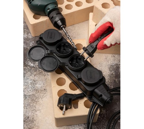 Розетка четырехместная с защит. крышками каучуковая 230В 2P+PE 16A IP44 EKF PROximaRPS-020-16-230-44EKF