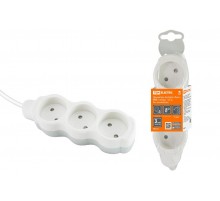 Удлинитель бытовой "Люкс" УЛ3 3 гнезда, 10м, б/з, с з/ш, ПВС 2х0,75 мм2 10А/250В бело-серый  SQ1303-0187  TDM