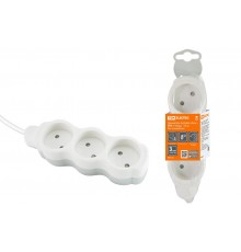 Удлинитель бытовой "Люкс" УЛ3 3 гнезда, 10м, б/з, с з/ш, ПВС 2х0,75 мм2 10А/250В бело-серый  SQ1303-0187  TDM