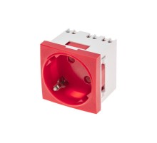 Розетка электрическая 45x45, CEE 7/4, 2K+3, 16A, красная  11-8978  REXANT