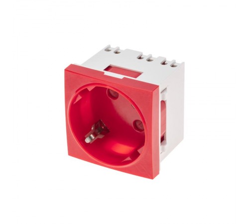 Розетка электрическая 45x45, CEE 7/4, 2K+3, 16A, красная  11-8978  REXANT