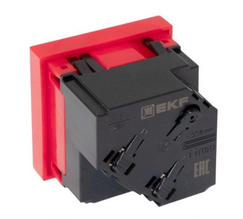 Розетка 45х45 с зазем. 45 градусов, быстрозажимные клеммы, красная E2MR16-028-70-45-SLEKF