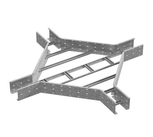 Крестообразный разветвитель для лестничного лотка ЛКР 300х200, толщ. 2,0 мм, Сендзимир цинк, 033332  ХЛЛКР-300х200-2,0-СЦ   Ostec