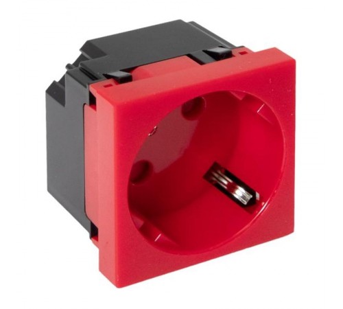 Розетка 45х45 с зазем. 45 градусов, быстрозажимные клеммы, красная E2MR16-028-70-45-SLEKF
