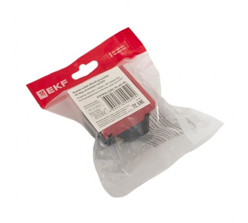 Розетка 45х45 с зазем. 45 градусов, быстрозажимные клеммы, красная E2MR16-028-70-45-SLEKF