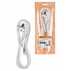 Шнур сетевой с вилкой ПВС 3x1,5мм 5м с/з белый  SQ1305-0178  TDM
