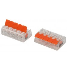 Клемма  NO-225-352 универсальная 221-415 компактная с рычагами 5-проводная 0.2-4 мм2 (упаковка 20 шт.)  Б0067883  ЭРА