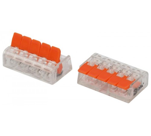 Клемма  NO-225-352 универсальная 221-415 компактная с рычагами 5-проводная 0.2-4 мм2 (упаковка 20 шт.)  Б0067883  ЭРА