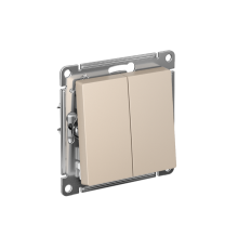 AtlasDesign Переключатель 2-клавишный, перекрестный, 2 x сх. 7, 10АХ, механизм, Песочный  ATN001273  SE