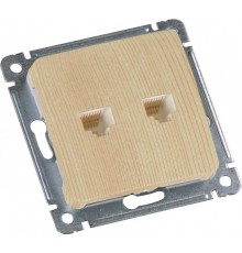 Розетка компьютерная и телефонная скрытой установки, механизм, цвет сосна  РСКТ-440-02  HEGEL