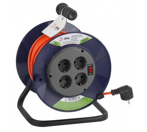 Удлинитель силовой ЭРА RPx-4es-3х1.0-20m на п. катушке c/з 4 гн 20м ПВС 3х1  Б0043054  ЭРА