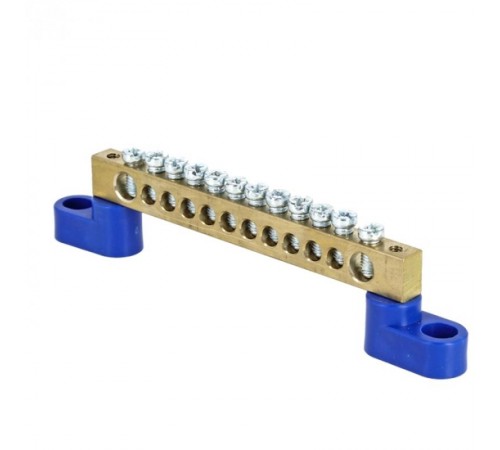 Шина "0" (8х12мм.) 125А  12 отверстий (2 изолятора стойка) латунь EKF PROxima  sn0-125-12-2  EKF