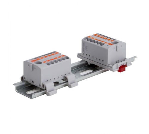 Блок распределительный, зажим push-in, 18 точек подключения 2,5 кв.мм, серый  DTP1-018-04SPUG  DKC