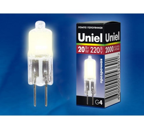 Лампа галогенная капсульная JC-220/20/G4 CL  01822  Uniel
